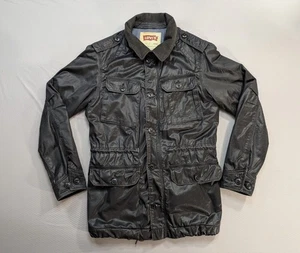 Levi's Waxed Jacket Black Mens S Field Utility Fishing Corduroy Collar Barbour - Picture 1 of 13
