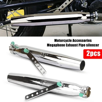 Tubo silenciador de escape universal para motocicleta 2 piezas para bobber café racer chopper Foto 1 de 4
