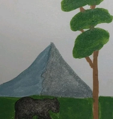 Pintura original pintada a mano GAT 8x10 paisaje de montaña moderno arte de oso  Foto 1 de 4