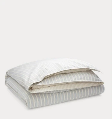 Ralph Lauren Graydon Bold Striped Duvet Cover King DUNE/CHAMBRAY $420 Cotton - Image 1 of 2