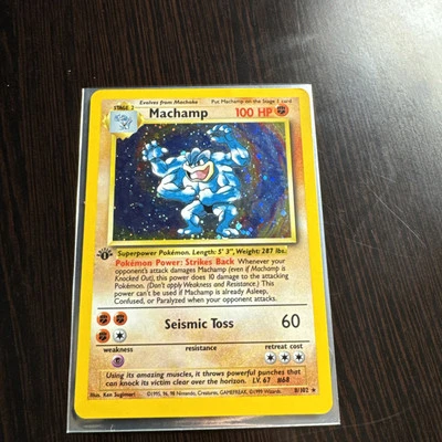 1st Edition Machamp 8/102 Base Set Holo Rare Vintage 1999 Pokemon Card TCG - Image 1 of 2
