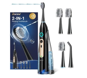 Elektrische Zahnbürste mit Water Flosser Combo, kabellose Zahnseide Zahnbürste - Bild 1 von 11