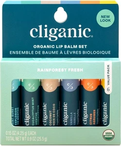 Cliganic Organic Lip Balm Set | 6 Geschmacksrichtungen Natural Moisturizing - Bild 1 von 5