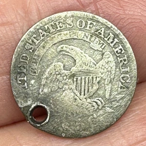 1833 CAPPED BUST SILVER HALF DIME hole U.S.A. eagle over 190 year old coin 5c - Picture 1 of 2