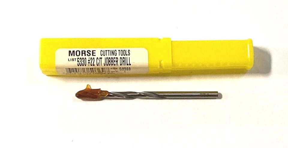 Morse No.22 Drill Bit Carbide Tipped Jobber Length Heavy Duty USA Made 50369 - Imagem 1 de 1