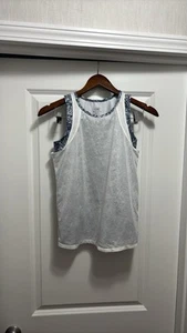 Athleta Top Girls XXL Athletic Tank Overlay White & Multicolor  Sleeveless - Picture 1 of 4