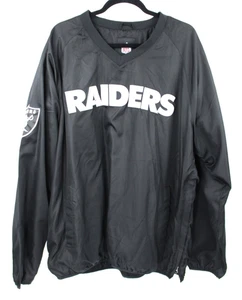 NFL RAIDERS NIKE BLACK WARM UP PULLOVER APPLIQUE JACKET L/SIDE ZIPPER G3 2XL - Picture 1 of 5