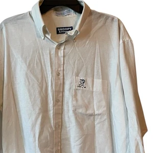 Vintage Peanuts Snoopy Golf Shirt White 16.5 32/33 Long Sleeve Made USA FLAW - Picture 1 of 15