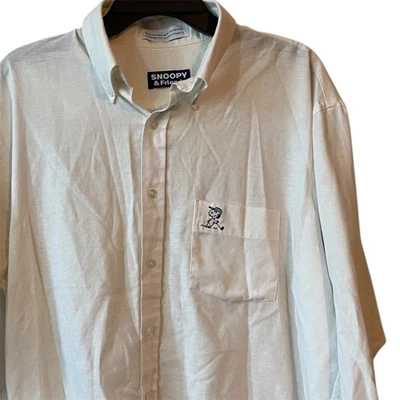 Vintage Peanuts Snoopy Golf Shirt White 16.5 32/33 Long Sleeve Made USA FLAW - Image 1 of 4
