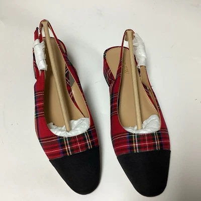 Nuevo J. CREW Factory Talla 6 Tartán Cuadros Tacón Bajo Cordones Navidad Foto 1 de 4