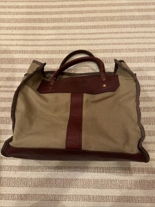 JW Hulme offene Canvas- und Ledertasche hellbraun und braun hergestellt in den USA sehr guter Zustand - Bild 1 von 16