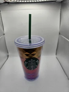 Starbucks Colourful Geometric Tumbler Cup + Straw - 16 fl oz / 473ml - 2021 - Picture 1 of 5