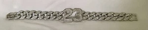Rare Michael Jordan Crystal Rhinestone 23 Silver Tone Bracelet Unsigned 9.25" - Picture 1 of 18