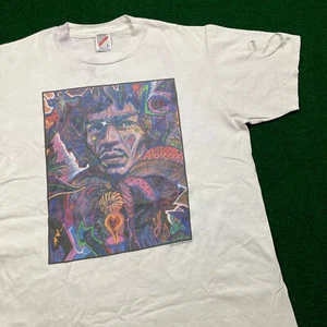 Vintage Jimi Hendrix Shirt Mens L White 1991 Psychedelic Graphic Art 90s USA Tee - Picture 1 of 16