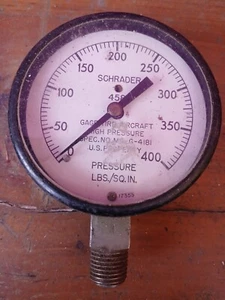 VTG Antique Schrader 4581 Aircraft Tire High Pressure Gauge 400 PSI Un Tested - Picture 1 of 2