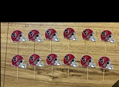 Lote de 12 adornos para cupcakes Houston Texans en rojo Foto 1 de 3