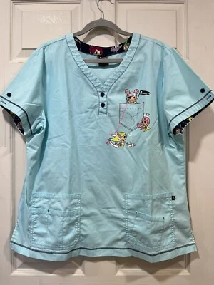 Tokidoki By Koi Light Blue Unicorn Mermaid Scrub Top Sea Theme Womens XL - Image 1 of 4