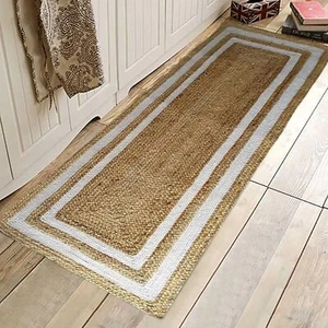 Jute Braided Natural Rug Hand Woven & Reversible for Living Room  2X5-feet - Picture 1 of 4