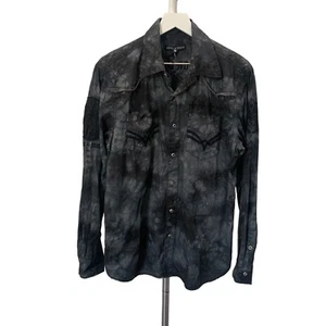 Hombres Affliction L/S Gris Negro Carbón Bordado con Botones Talla Mediana - Imagen 1 de 12