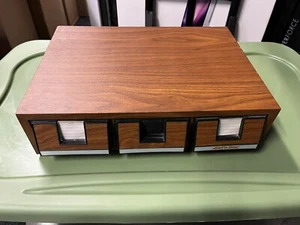ADD 'N STACK WOODGRAIN STORAGE CASE FOR CASSETTE TAPES **HOLDS 42 TAPES** - Picture 1 of 7