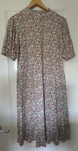 M&S Ditsy Print High Neck Jersey Dress Size 12 - Olive Green, Pink & White - Picture 1 of 9