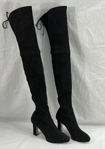 New Stuart Weitzman Highland? Black suede over the knee Women's boots SZ 9 1/2 W - Picture 1 of 15