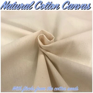 Cotton Canvas Fabric Natural Loomstate 58"/147cm Wide Dress Craft Material - Picture 1 of 5