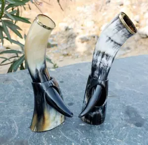 Set of 2 Game of Thrones Viking Drinking Horn Mug For Beer Water Father Day Gift - Picture 1 of 5