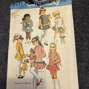 Vintage Simplicity Sewing Pattern 9131 Girls And 18” Doll Dress SZ 5 Cut 1970 - Picture 1 of 9