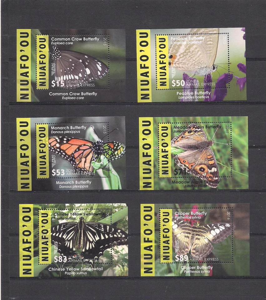 Tonga niuafo'ou set #CE12-CE17 Butterflies and flowers VFNH CV 325$ - Image 1 of 1