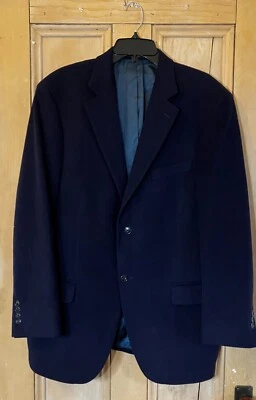 Lands' End Mens Vintage Y2K 100% Cashmere Luxury Blazer Jacket 43R Blue FA EXC - Image 1 of 4