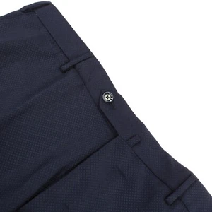 PT01 NWT Flat Front Dress Pants Size 58 42 US Blue Small Pattern Wool Blend - Picture 1 of 11
