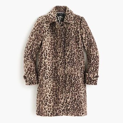 NUEVO CON ETIQUETAS J.CREW $298 TOPCOAT EN DOBLE LEOPARDO H2734 WQ3397 TALLA 0 6 8 abrigo de nieve de lana Foto 1 de 4