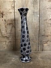Hand Carved Kenya Soapstone Vase African black & white Tribal