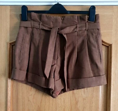 Miss Selfridge Brown Faux Suede  Shorts UK10 - Image 1 of 2