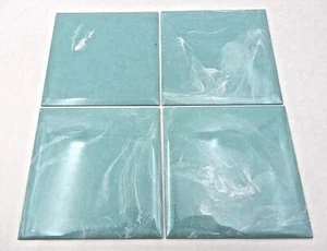 NUEVO CONJUNTO DE 4 AZULEJOS DE PARED DE PLÁSTICO MÁRMOL TURQUESA REAL DE 4-1/2" ~ HECHOS EN EE. UU. - Imagen 1 de 10