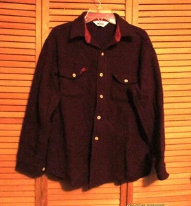 VINTAGE MENS WOOLRICH WOOL BUTTON FRONT JACKET-WINE COLOR-MADE IN U.S.A.-SIZE L - Picture 1 of 15