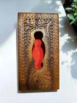 Caja de pañuelos de madera artesanal - Caja de pañuelos de madera hecha a mano para decoración del hogar Foto 1 de 4