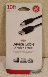 GE • 10 ft. • USB Device Cable • Black • 34502 • New In Box!! - Picture 1 of 2