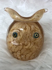 VINTAGE MURANO GLASS GOLD LONG-EARED OWL COSE BELLE COSE RARE BACCERINI VENICE - Picture 1 of 16