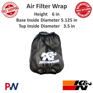 K&N Drycharger Black Air Filter Wrap Round Tapered 6 in Base ID | 3.5 in Top ID - Picture 1 of 8