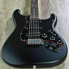   ST electric guitar black color solid body with red line rosewood for sale