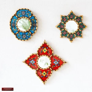 Handmade Small Accent Wall Mirror set of 3 | Peruvian Decorative mirrors of 6in - Picture 1 of 10