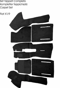 Juego de alfombras de terciopelo negro para Fiat X1/9 1972-1989 kit de alfombras - Imagen 1 de 2