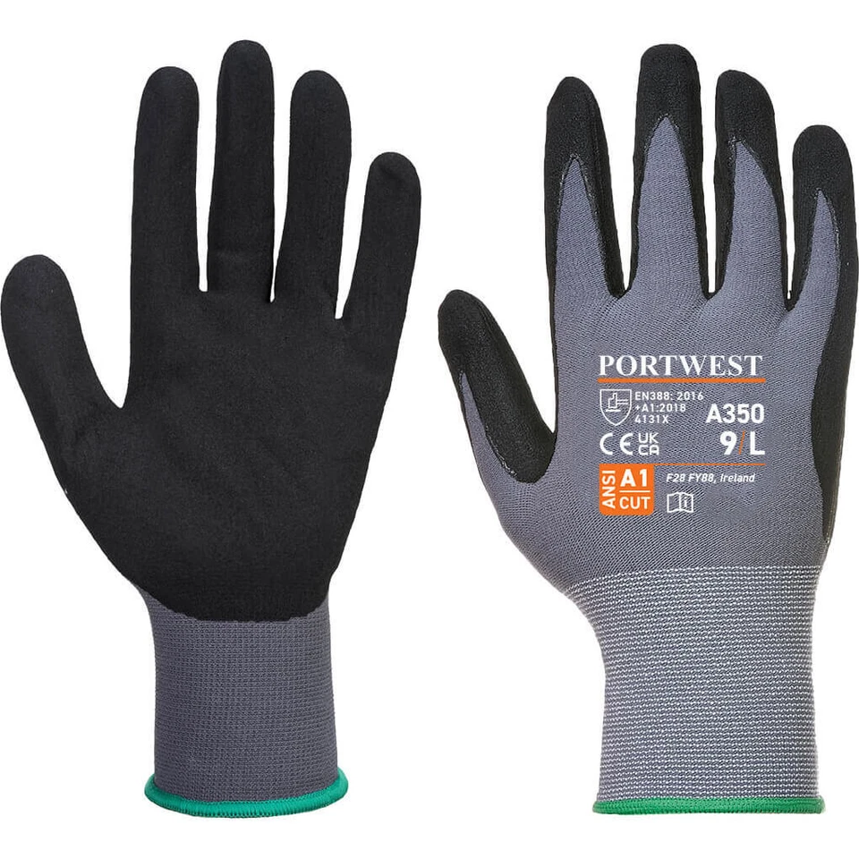 Portwest DermiFlex Nitrile Foam Gloves Black L Pack of 1 - Image 1 of 1