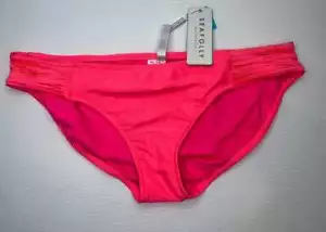 NEW WITH TAGS SEAFOLLY LADIES RED HOT PLEAT HIPSTER BIKINI PANTS SIZE 16 - Picture 1 of 5