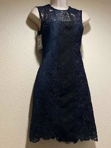 Nanette - Lepore Women's Dress Navy Lace Overlay Size 2 $395 NWT #57 - Picture 1 of 7