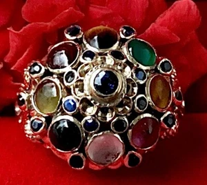 AUFWÄNDIGER Edelstein- Goldring in 750er GG, 5,40gr., Gr.17,5, HANDGEFERT.❤️❤️❤️ - Bild 1 von 9