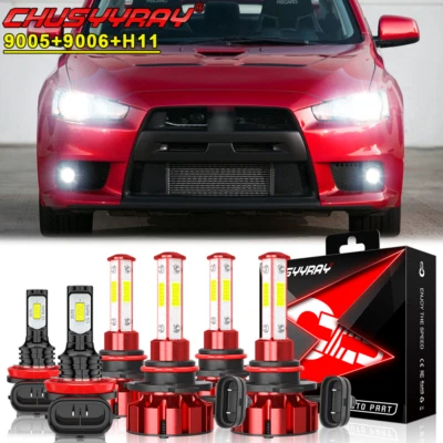 Комбинированные светодиодные фары для Mitsubishi Lancer 2008-2017 6x + противотуманные фары - Изображение 1 из 4
