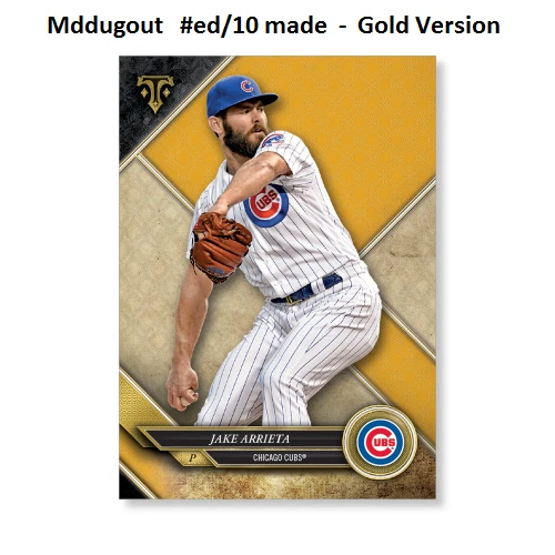JAKE ARRIETA #42 CUBS MVP ACE #ed/10 made Gold 5X7 - 2017 TOPPS TRIPLE THREADS - Image 1 of 1